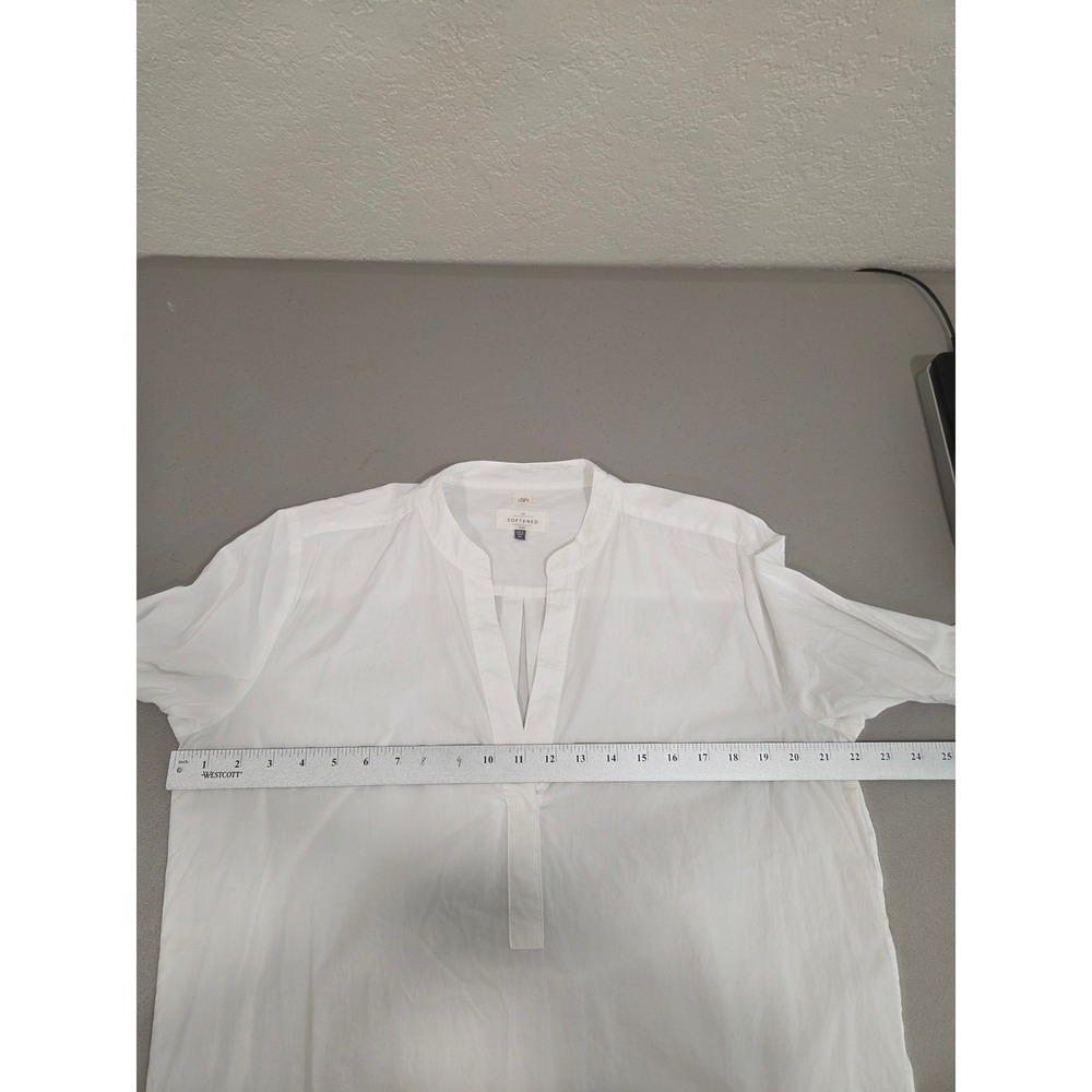 LOFT Womens White Cotton Softened Shirt M Bell Sleeve‎ V-Neck Tunic Blouse Boho - Picture 12 of 16